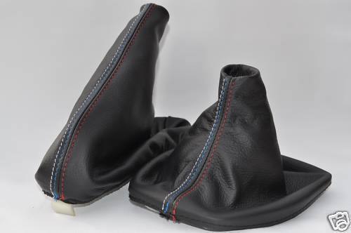 FITS BMW E36 E46 1992-2005 100% LEATHER GEAR HANDBRAKE GAITER SET TRI STITCH