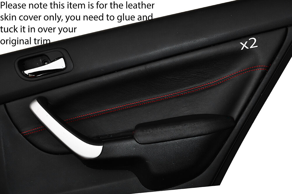 RED STITCHING 2X REAR DOOR CARD TRIM SKIN COVER FITS HONDA ACCORD 2003-2008