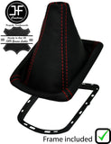 RED STITCH LEATHER MANUAL GEAR GAITER+PLASTIC FRAME FOR PEUGEOT 607 00-08