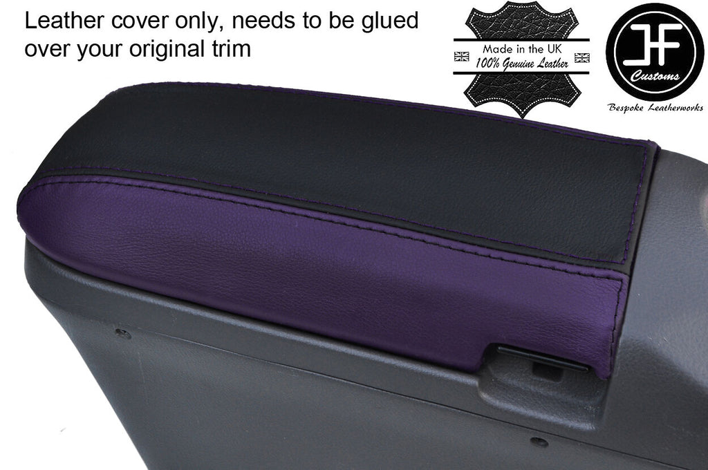 BLACK & PURPLE ARMREST LID REAL LEATHER COVER FITS TOYOTA CELICA MK7 1999-2005