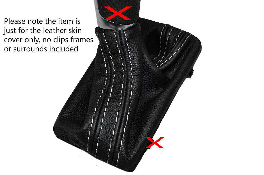 WHITE STITCH AUTO AUTOMATIC LEATHER GEAR GAITER FITS AUDI A6 C7 2011-2014