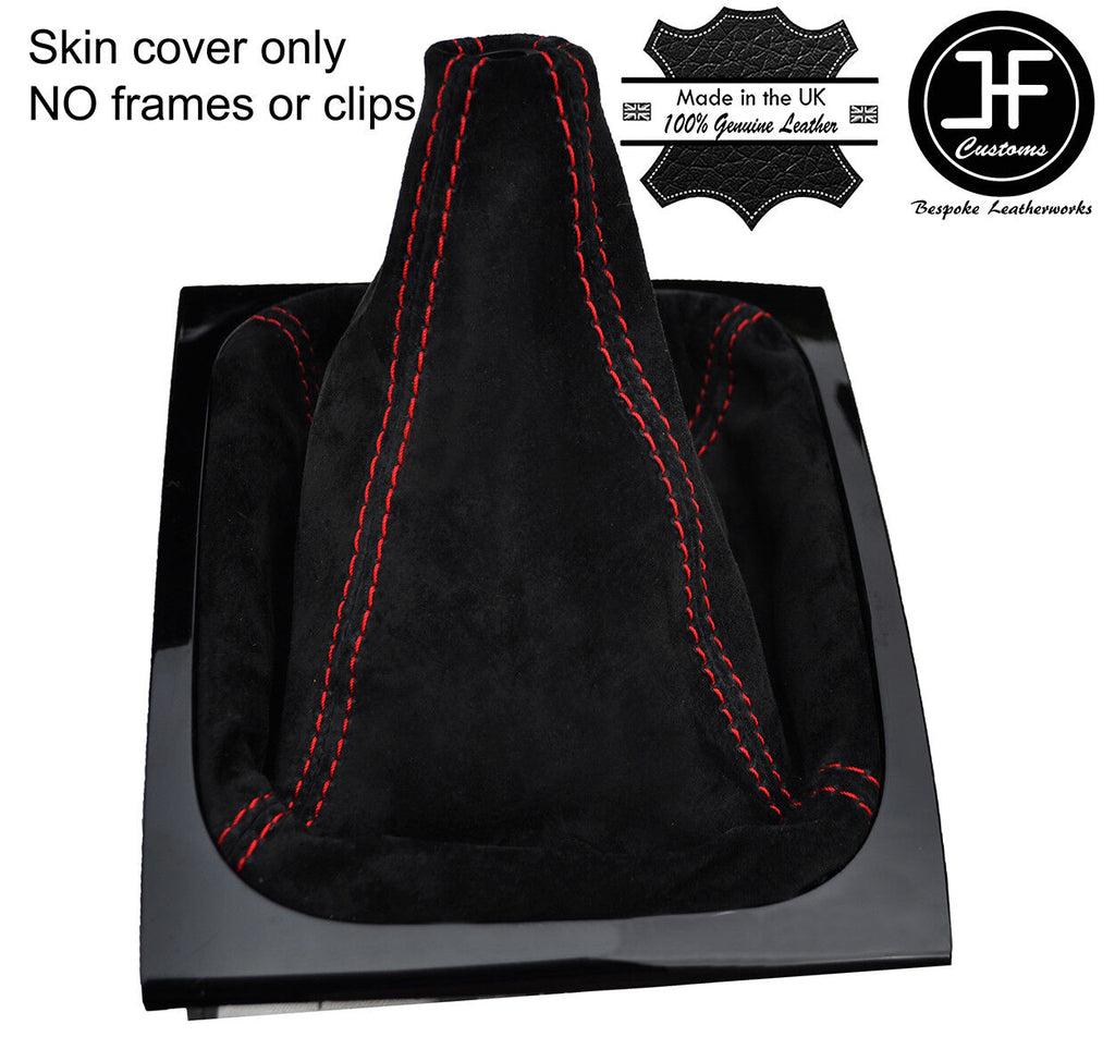 RED STITCHING SUEDE MANUAL GEAR GAITER FITS MITSUBISHI L200 2015-2018 CUSTOM NEW