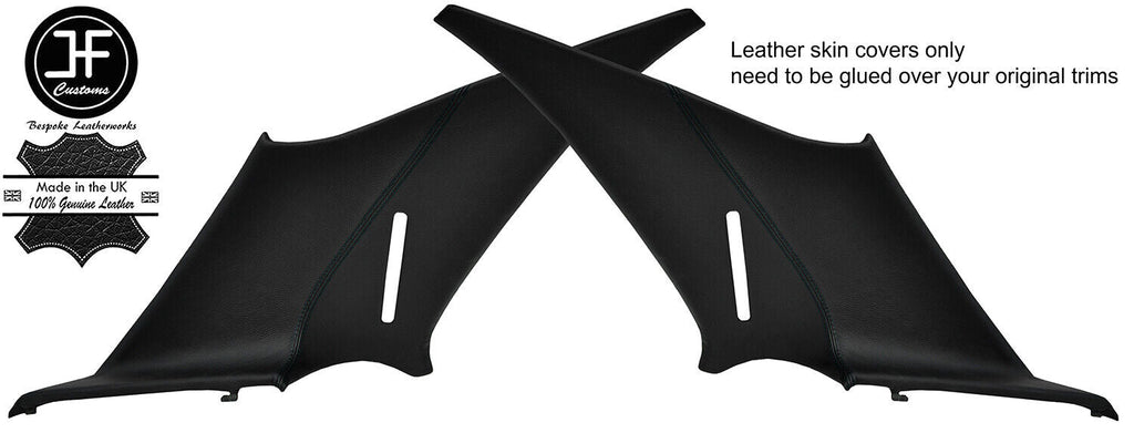 BLACK STITCH 2X REAR QUARTER PANEL LEATHER COVERS FITS MERCEDES W202 C CLASS
