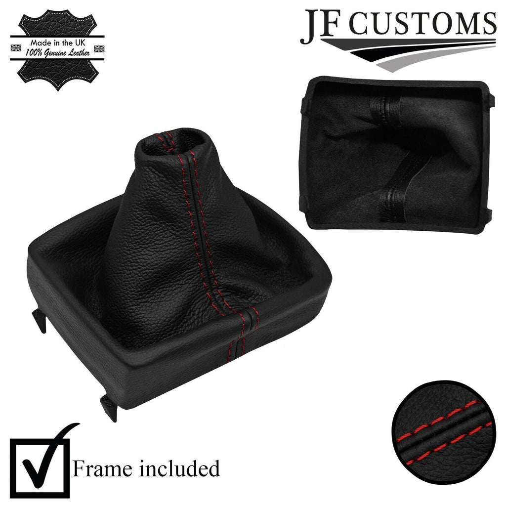 DARK RED STITCH LEATHER MANUAL GEAR GAITER+FRAME FITS VW POLO 9N MK4 2005-2009