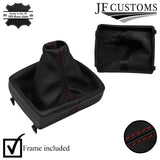 DARK RED STITCH LEATHER MANUAL GEAR GAITER+FRAME FITS VW POLO 9N MK4 2005-2009