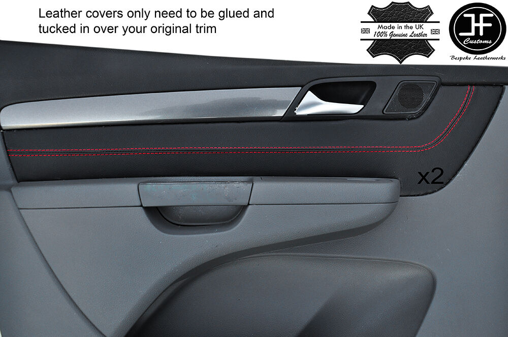 RED STITCH 2X FRONT DOOR CARD TRIM COVERS FITS VW SHARAN SEAT ALHAMBRA 10-16