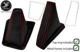 RED STITCH CARBON VINYL GAITERS+FRAME+TOP RING FOR NISSAN SKYLINE R32 89-1993