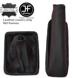 RED STITCH AUTO AUTOMATIC LEATHER GEAR+HANDBRAKE GAITER FOR BMW E90 E91 E92