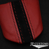 D RED LEATHER SUEDE STRIPE 3-SPOKE STEERING TRIM COVERS+FRAMES FOR MINI R52 R53