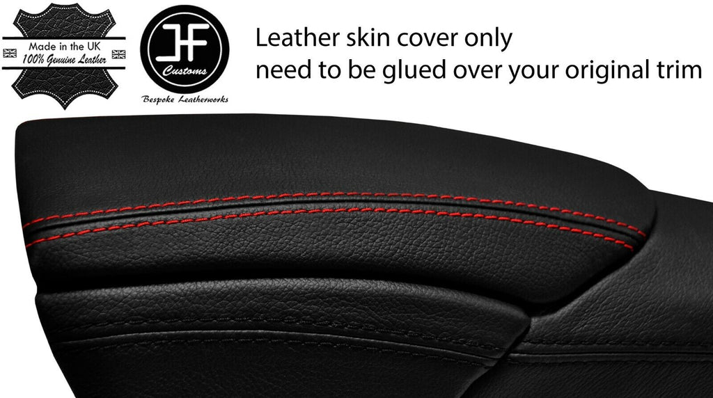 RED STITCH TOP GRAIN LEATHER ARMREST LID COVER FOR PORSCHE BOXSTER 986 96-04