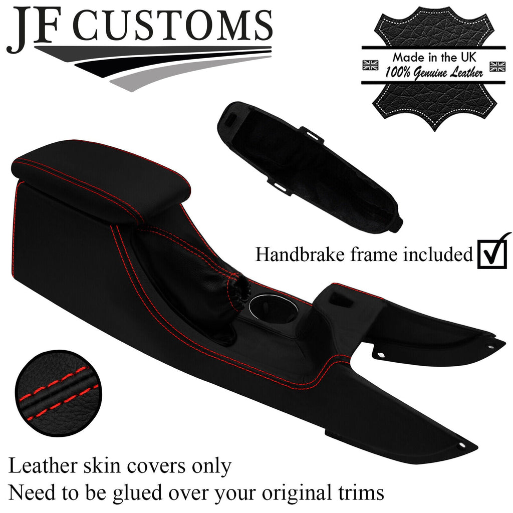RED STITCH LEATHER HANDBRAKE + FRAME + CONSOLE COVERS FOR JAGUAR X-TYPE 01-09