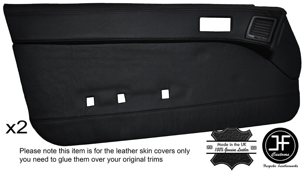 BLACK STITCH 2X FULL DOOR CARD LEATHER COVER FITS MAZDA RX7 FC 1986-1988