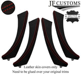 RED STITCH ITALIAN LEATHER 4X FRONT REAR DOOR HANDLE COVERS FOR BMW E90 E91