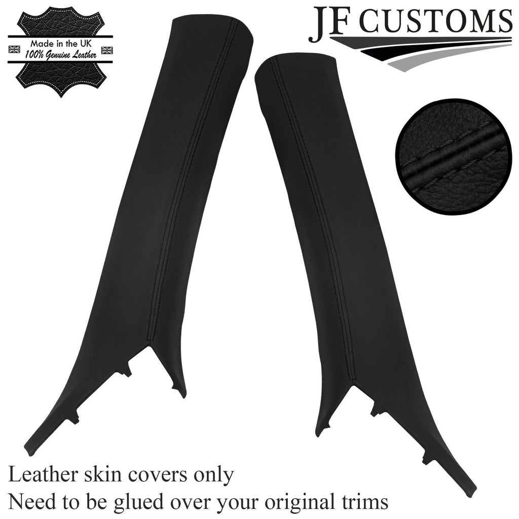 FOR CHEVROLET CAMARO 16-20 BLACK STITCH LEATHER 2X A PILLAR COVER CUSTOM NEW