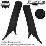 FOR CHEVROLET CAMARO 16-20 BLACK STITCH LEATHER 2X A PILLAR COVER CUSTOM NEW
