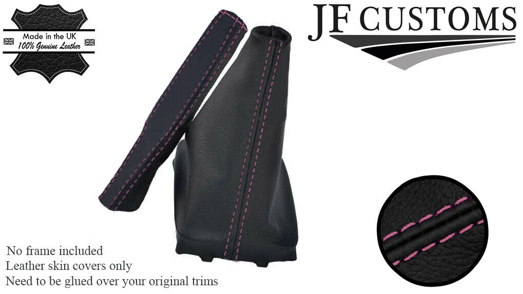 FITS PEUGEOT 206 GEAR + HANDBRAKE COVERS LEATHER PINK ST CUSTOM NEW MADE IN UK