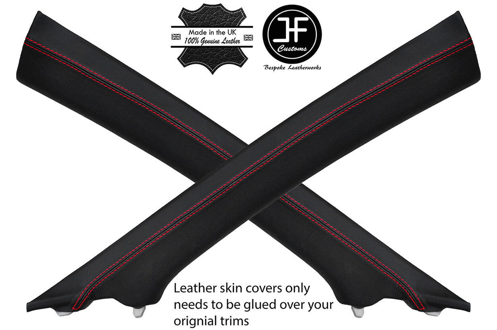 RED STITCH 2X A POST PILLAR COVERS REAL LEATHER FITS HONDA ACCORD 2003-2007