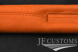 ORANGE ITALIAN LEATHER 2X CAR KEY HOLDER PROTECTOR FITS FIAT 124 SPIDER 16-20