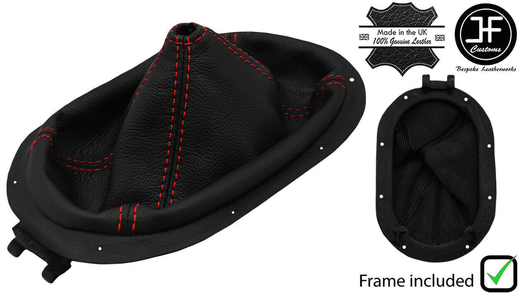 RED STITCH LEATHER MANUAL GEAR GAITER+PLASTIC FRAME FITS JEEP WRANGLER 07-10