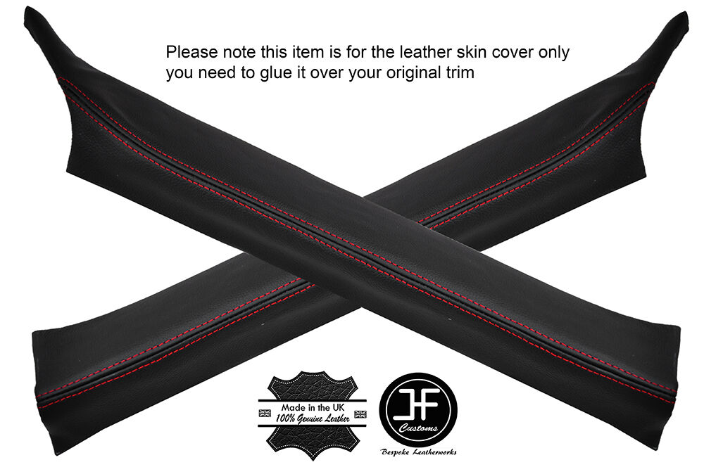 RED STITCHING 2X A POST PILLAR LEATHER COVERS FITS SAAB 93 9-3 1999-2003