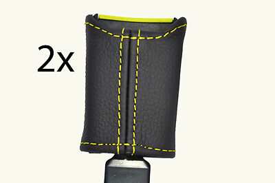 yellow stitch FITS PEUGEOT 106 1991-2004  FRONT SEAT BELT STALK LEATHER COVERS