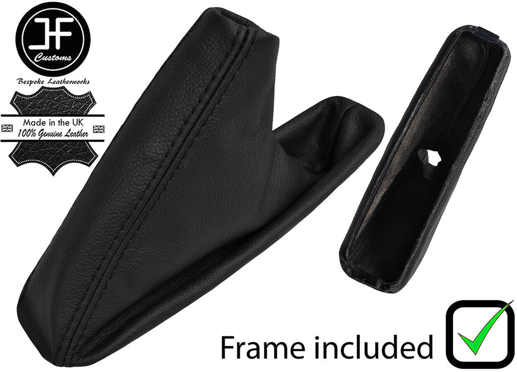 BLACK REAL LEATHER HANDBRAKE GAITER + PLASTIC FRAME FOR BMW E46 1999-2005