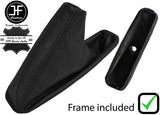 BLACK REAL LEATHER HANDBRAKE GAITER + PLASTIC FRAME FOR BMW E46 1999-2005