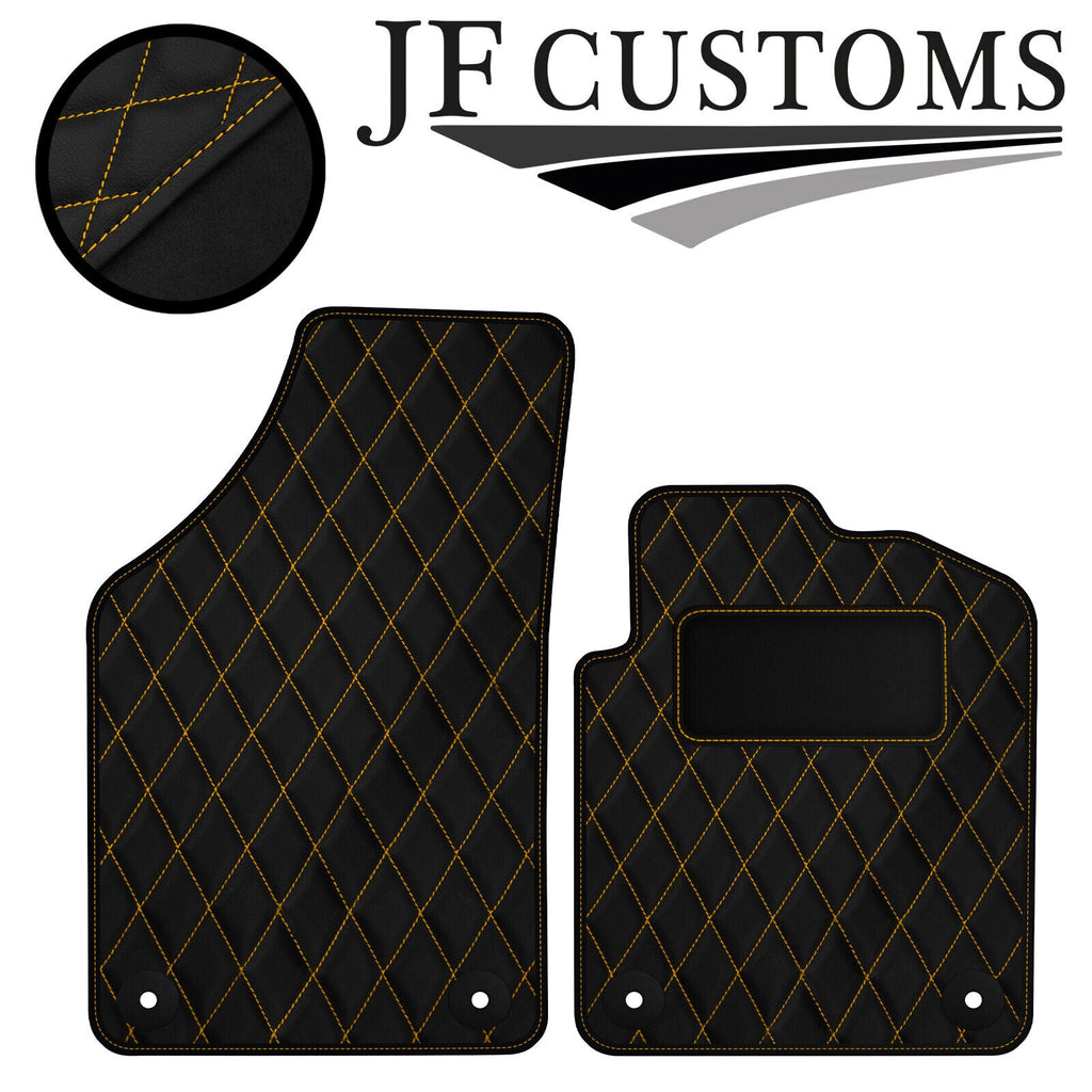 YELLOW DIAMOND STITCH VINYL 2X TAILORED FLOOR CARPET FOR PEUGEOT RCZ 09-15 JF1