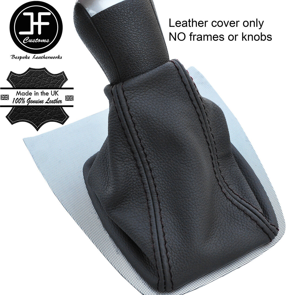 BLACK STITCH TOP GRAIN REAL LEATHER GEAR GAITER FITS FORD FOCUS C MAX 2003-2007