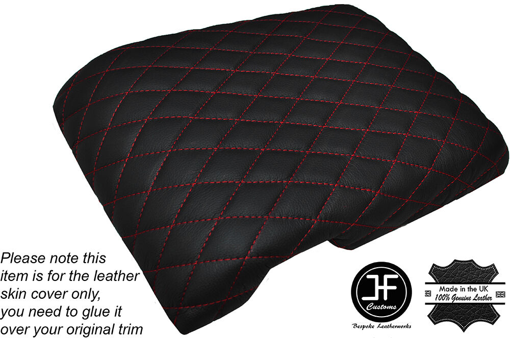 RED DIAMOND STITCH ARMREST LID LEATHER SKIN COVER FITS HUMMER H2 2005-2007