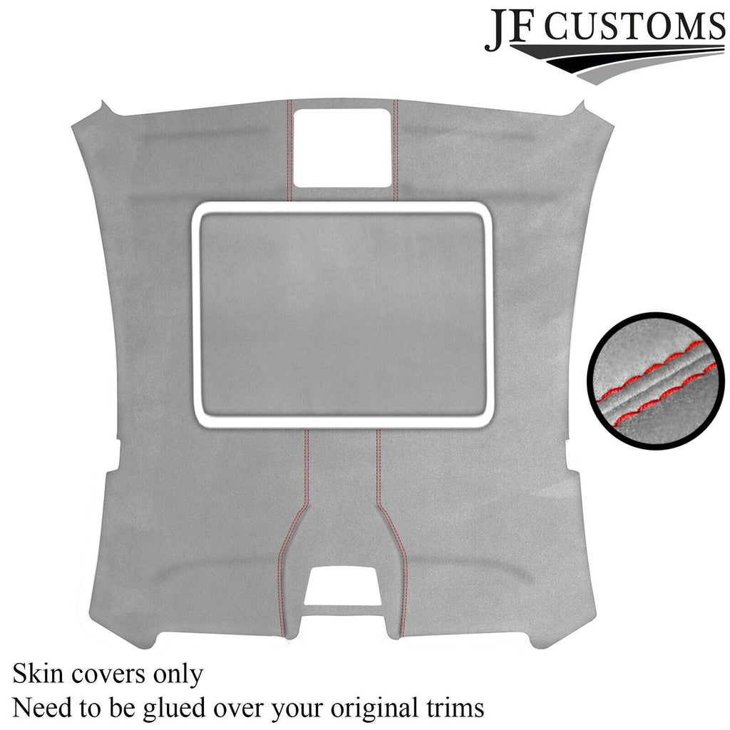 RED STITCH SUNROOF HEADLINER L GREY LUXE SUEDE COVER FOR BMW6 E63 04-10 COUPE