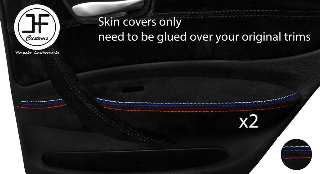 TRI STITCH 2X REAR DOOR ARMREST TRIM SUEDE COVERS FOR BMW 1 SERIES E87 04-12