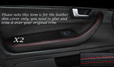 RED STITCH 2X FRONT DOOR HANDLE ARMREST COVERS FITS AUDI A4 B7 2004-2008