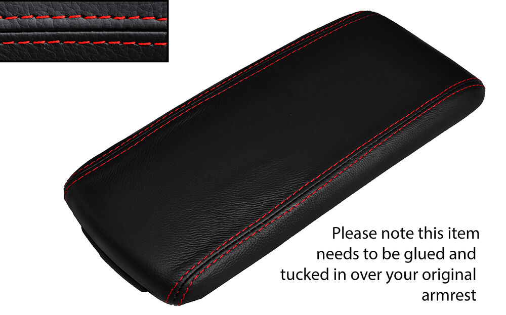 RED STITCHING LEATHER ARMREST LID SKIN COVER FITS AUDI A1 2010-2014 CUSTOM NEW