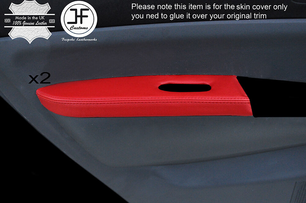 RED LEATHER 2X REAR DOOR ARMREST COVER FITS TOYOTA PRIUS T3 T4 2005-2009