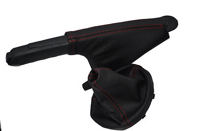 FITS FORD KA 09+ GEAR+HANDBRAKE GAITER NEW red stitching CUSTOM NEW MADE IN UK