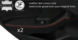 RED  STITCH 2X REAR DOOR HANDLE ARMREST LTHR COVER FOR AUDI A3 13-20 5 DR JF1