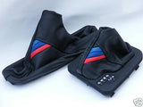 FITS BMW E46 TRI STRIPE AUTOMATIC GEAR + HANDBRAKE GAITER LEATHER CUSTOM NEW