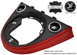 BLACK & RED MANUAL GEAR SURROUND REAL LEATHER COVER FOR FIAT 500 2016-2019