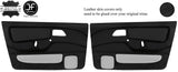BLACK BLACK LEATHER 2X FRONT DOOR CARD COVERS FOR FORD SIERRA RS COSWORTH JF1