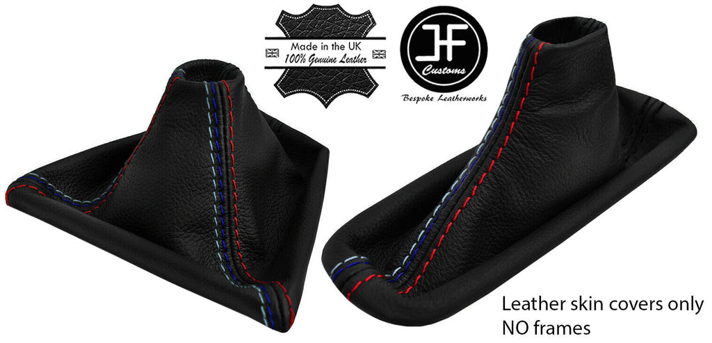 BLACK & TRI STITCH LEATHER MANUAL GEAR & HANDBRAKE GAITER FOR BMW X5 E53 99-06