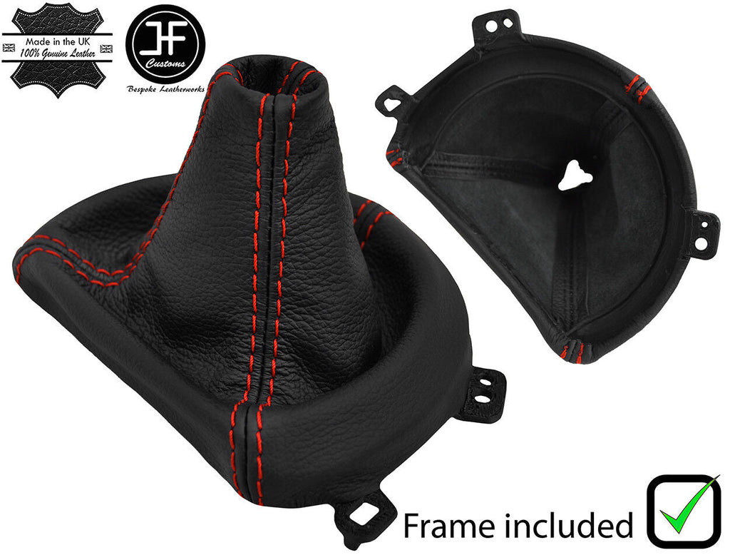 RED STITCH LEATHER AUTOMATIC GEAR GAITER+PLASTIC FRAME FOR  SUBARU BRZ 12-18