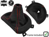 RED STITCH LEATHER AUTOMATIC GEAR GAITER+PLASTIC FRAME FOR  SUBARU BRZ 12-18