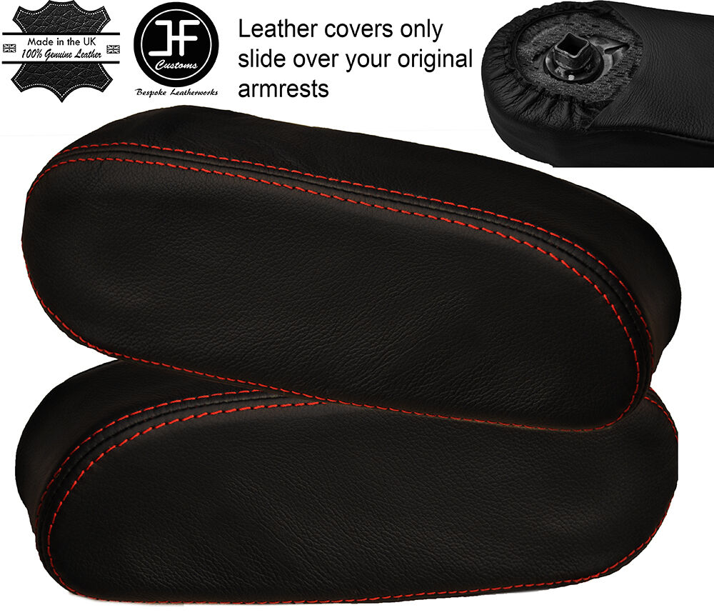 RED STITCHING 2X SEAT ARMREST LEATHER COVERS FITS ISUZU TROOPER 1991-2002