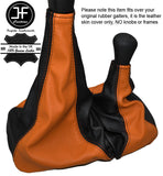 BLACK & ORANGE FULL LEATHER GEAR GAITER FOR LANDROVER DEFENDER 07-16 OVER RUBBER
