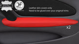 RED REAL LEATHER 2X FRONT DOOR ARMREST COVERS FITS TOYOTA CELICA MK7 1999-05