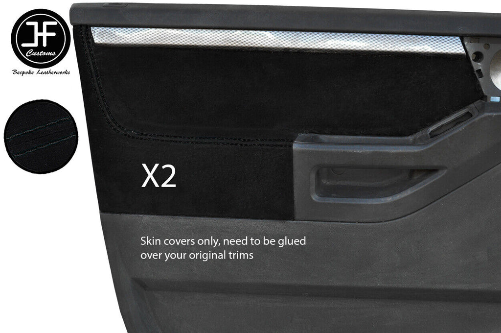 BLACK STITCH 2X FRONT DOOR CARD TRIM SUEDE COVERS FOR VAUXHALL MERIVA 03-10