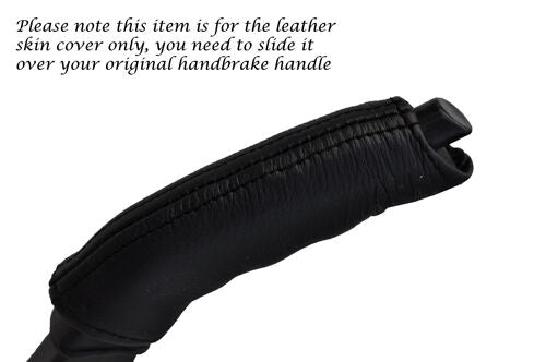 BLACK STITCHING FITS JAGUAR XJ40 XJ6 86-94 HANDBRAKE HANDLE LEATHER SKIN COVER