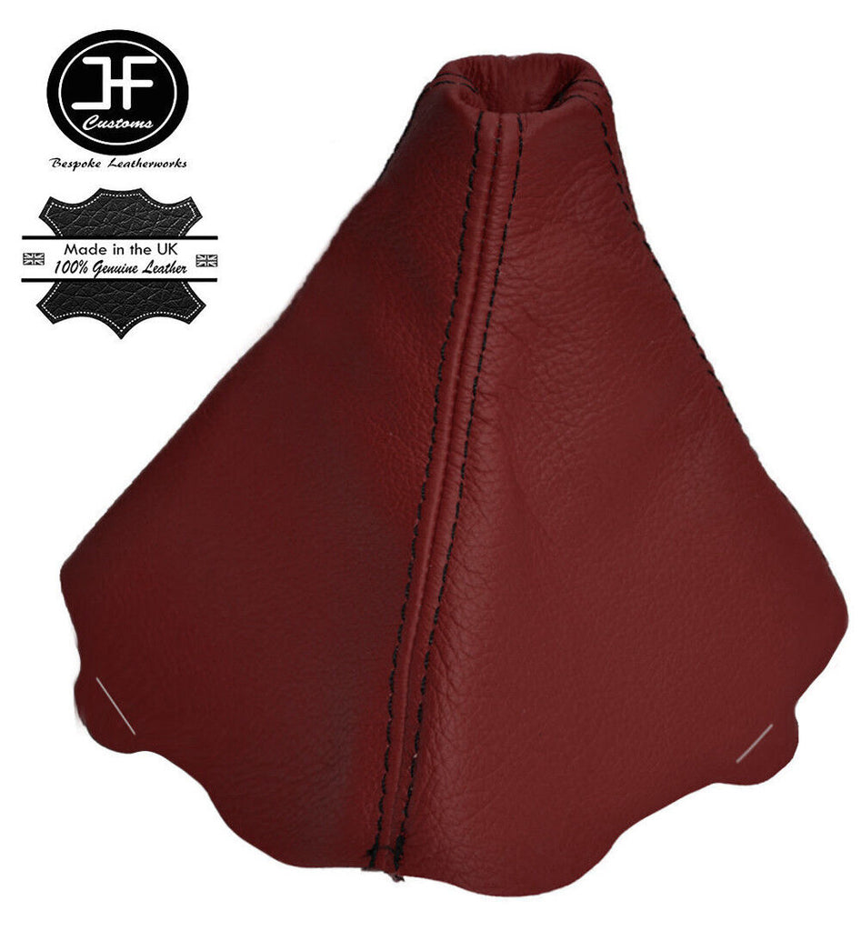 D RED REAL GENUINE LEATHER GEAR GAITER FITS AUDI A4 B7 2004-2008 BLACK STITCH