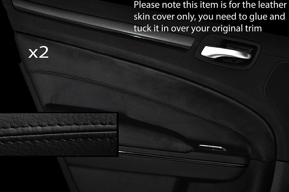 BLACK  STITCHING 2X REAR DOOR CARD TRIM SKIN COVERS FITS CHRYSLER 300 2012-2016